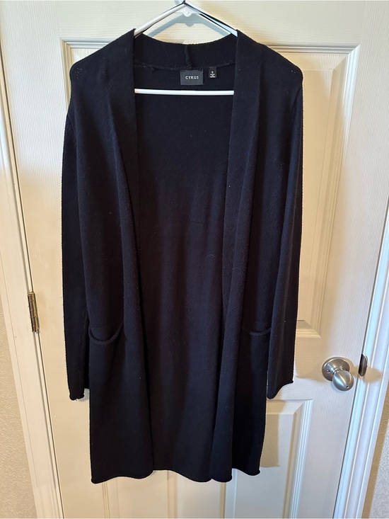 Cyrus Sweaters - Cyrus Black Open-Front Long Cardigan